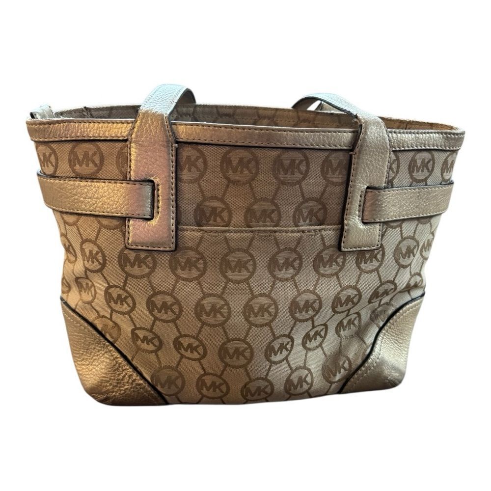 Michael Kors Small Monogrammed Leather Tote featuring the brand's signature logo - Picture 3 of 8